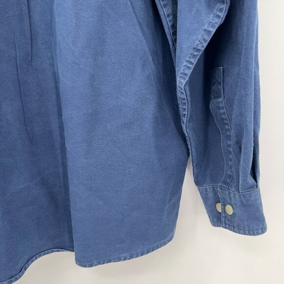LL Bean Mens Large Regular Long Sleeve Button Up Blue Shirt - Picture 6 of 9